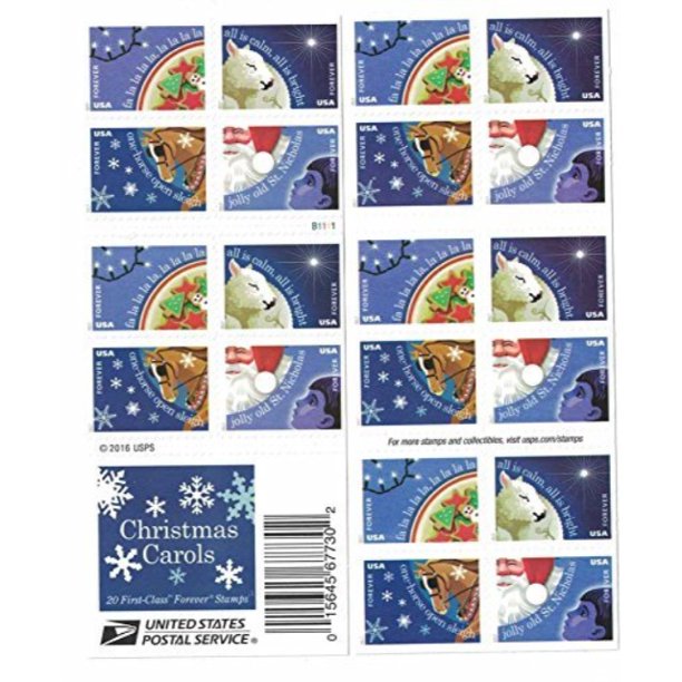 2022 Forever 48 Cent Christmas Stamps Christmas Carols USPS Forever Stamps Book of 20 New 2017 Release
