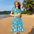 thumbnail image 4 of Vsdgher Robes Midi Maxi Décontractées pour Femmes Été 2025 Manches Courtes Légères Col Rond Robe de Plage, 4 of 6