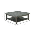 thumbnail image 5 of Fabric Upholstered Ottoman Cocktail Table with Open Bottom Shelf, Gray- Saltoro Sherpi, 5 of 5