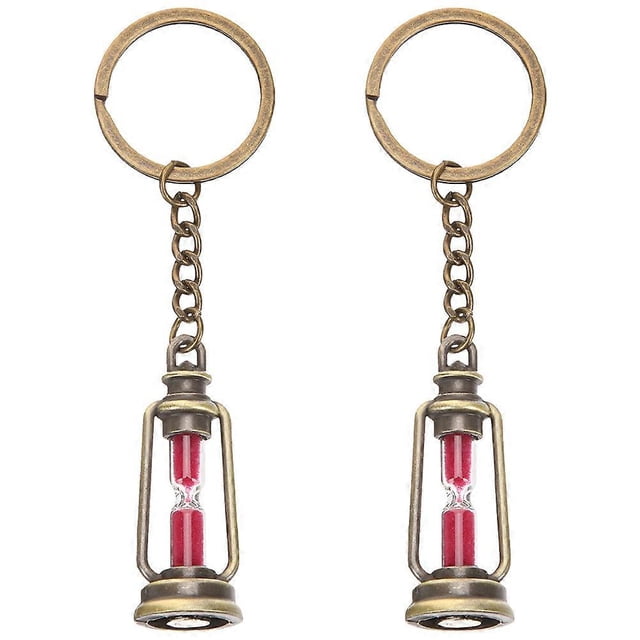 2pcs Car Keychains Hourglass Keychains Backpack Key Ring Retro Key Chain Sand Timer Key Rings Bag Keychain
