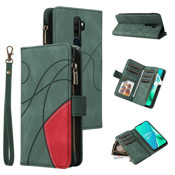 Flip Case for Oppo A5 2020, PU Leather 2 Color Assorted Kickstand Function Shockproof Wallet Cover for Oppo A5 2020