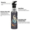thumbnail image 3 of Yayeee 33oz Double Wall Stainless Steel Water Bottle with Flip Straw, Black Astronaut Record, 3 of 7