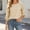 Beige, variant on Women's Round Neck Blouse Adjustable 3/4 Sleeve with Side Button Loose Fit Casual Tunic Tops for Ladies Daily & Weekend Wear S-3XL White