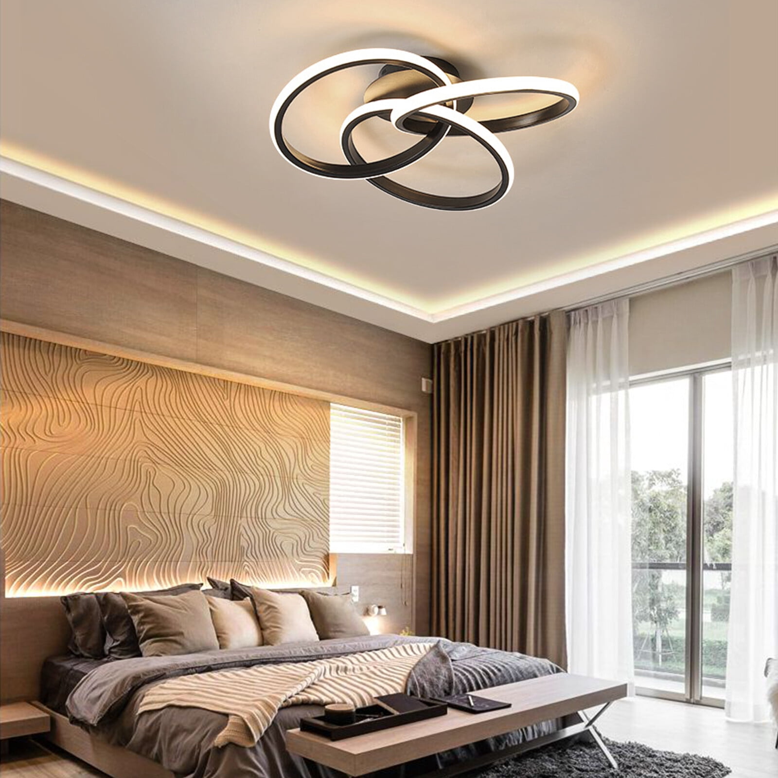 30W Modern LED Acrylic Ceiling Light Flush Mount Lamp Chandelier Living Room Bedrooms Remote W/o Bulb