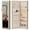 Khaki, variant on 6 LEDs Full Length Mirror with Storage, 47.2'' Jewelry Armoire with Mirror, Lockable Jewelry Storage for Wall or Door Mounted