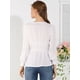 thumbnail image 5 of Blusa Top Allegra K Cuello En V Color Sólido Manga Larga Volantes para Mujeres Blanco M, 5 of 6