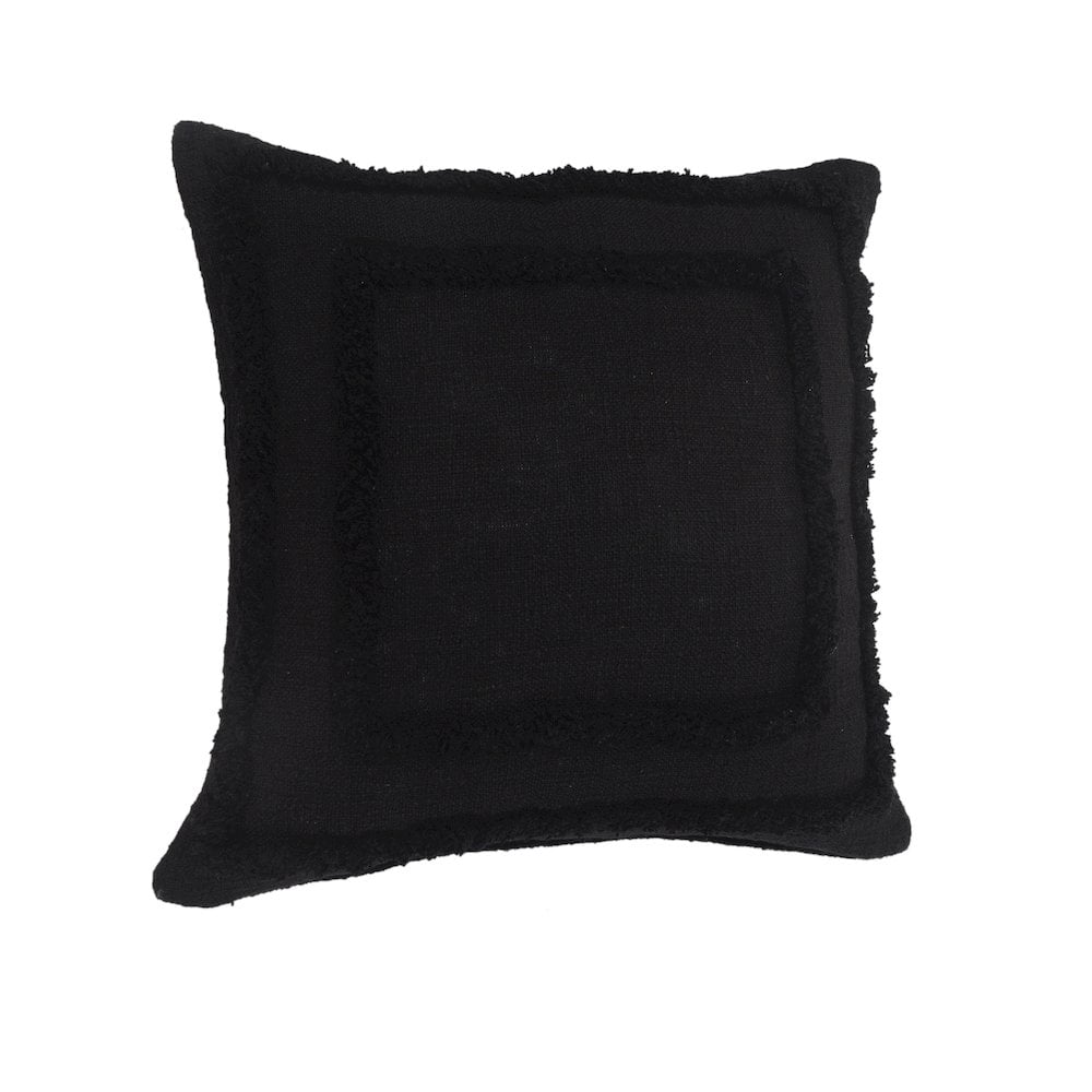 LR Home Modern Tufted Solid Black Throw Pillow