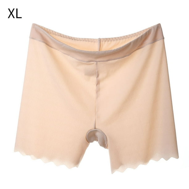 pitrice Women Briefs Ice Silk Plus Size Panties Breathable Safety Boxer  Shorts Lingerie Underwear, Apricot, XL