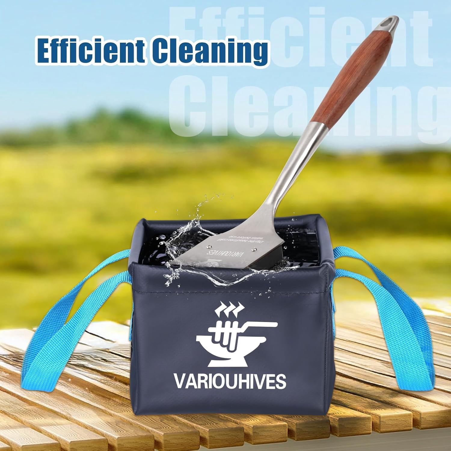 Collapsible Water Bucket for Grill Brush Heads,    for Grills, Foldable Storage Solution