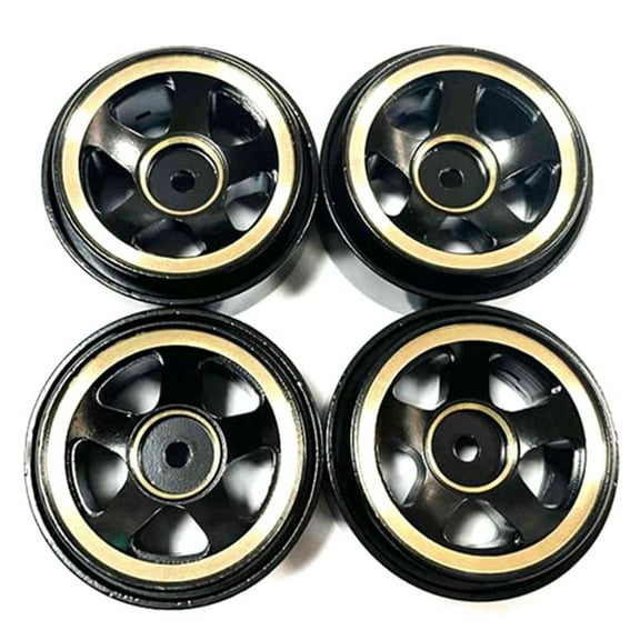 4PCS Brass 1.0 Beadlock Wheel Rim Wheel Hub Counterweight for Axial SCX24 1/24 RC Crawler Car Upgrades Parts,Black