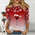 thumbnail image 4 of Tnhcen Women's Plus Size Christmas Print Crewneck 7/8 Sleeve T-Shirt - Fall Essentials Loose Fit S-5XL Casual Shirts, 4 of 6