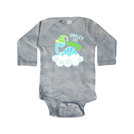 

Inktastic Uncle s Lil Dino with Cute Blue Baby Dinosaur Gift Baby Boy or Baby Girl Long Sleeve Bodysuit