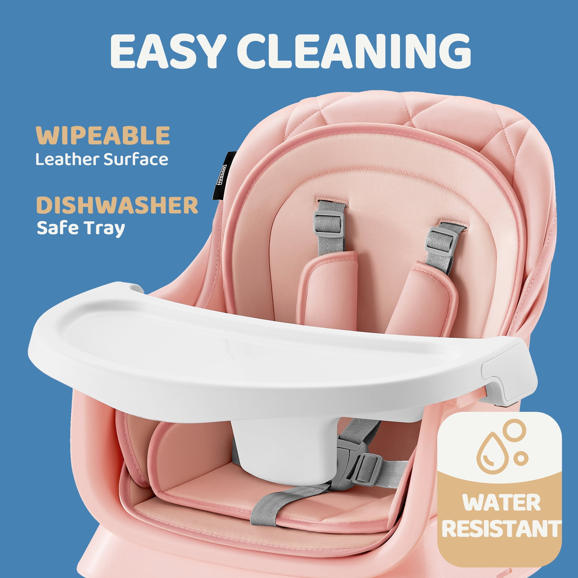 HARPPA Baby High Chair, 8 in 1 Toddler Dining Booster Seat for Baby Girl, Pink