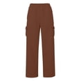 thumbnail image 5 of BRDFRL Cargo Pants for Women Y2K Casual Baggy Joggers Elastic Waist Wide Leg Pants with Pockets Light Brown S, 5 of 6