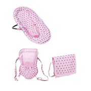 Lissi: 6-In-1 Convertible Highchair Play Set - Pink & Grey Polka Dot - Highchair-Swing-Bed-Carrier, Toy Bag & Accessories For Dolls Up To 18, Kids 3+