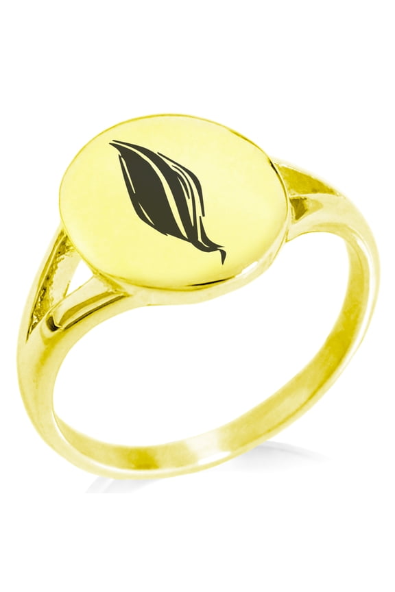 Stainless Steel Elemental Fire Nation Minimalist Oval Top Polished Statement Signet Ring