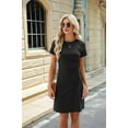 thumbnail image 4 of Women'S Short Sleeve Ruched Casual Sundress Midi Bodycon T Shirt Dress Black L, 4 of 9