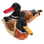 Mandarin Duck Wooden Statue for Decor Hand Painted Wedding Gift 2pcs