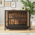thumbnail image 3 of Pefilos 32.8" Furniture Style Dog Crates for Indoor, Pet Kennels with Removable Trays and 2 Sliding Doors, Heavy-Duty Dog Cage, Brown, 3 of 8