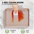 thumbnail image 4 of HONGBAKE 2 Pack 9.7"X7.6" Small Cookie Sheet, 57% Thicker Nonstick 1/8 Toaster Oven Pans, Heavy Duty Cookie Sheet Pan Set, Baking Sheet, Rose Gold, 4 of 9
