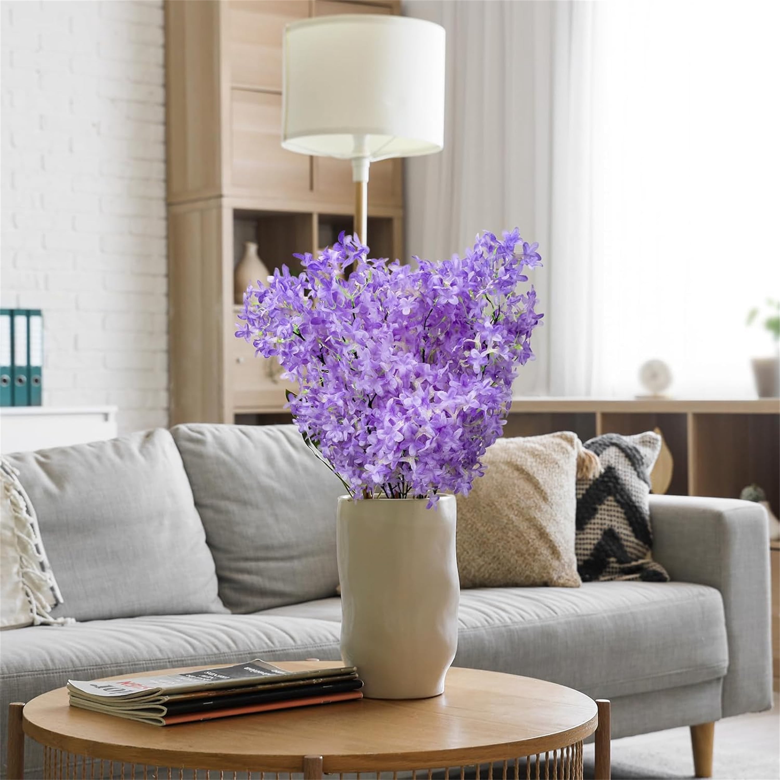Topboutique Artificial Lilac Flowers Silk Purple Lilac Fake Flowers Stems Faux Cherry Flowers 38 inch Tall Stems Flower Arrangement for Wedding Party Home Decor, 3 Pcs Purple