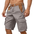 thumbnail image 5 of Nestiefly Mens Cargo Shorts Elastic Waist Cotton Shorts Relaxed Fit Casual Summer Hiking Shorts with Multi Pockets Light Gray XL, 5 of 5