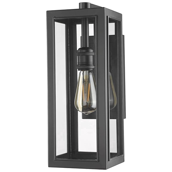 Vivio Lighting Jannu Matte Black Outdoor Wall Sconce, Clear Glass