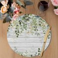 thumbnail image 3 of Sage Green Eucalyptus Leaves Round 13 Inch Placemats Set of 2, Summer Botanical Weeping Wooden HeatResistant Non Slip Place Mats for Dining Table, Wipeable Braided Kitchen Table Mats for Housewarming, 3 of 9