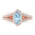 thumbnail image 2 of 1.2ct marquise cut blue natural aquamarine 18k rose gold halo Bridal Wedding Engagement Promise Anniversary Ring for Women size 3.75, 2 of 7