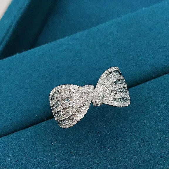 L.YY Diamond Bow - Shaped Ring, Size:7