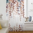 thumbnail image 6 of Brown Eucalyptus Fall Sheer Curtains 54 Inches Long, Botanical Weeping Leaves Pastoral Light Filering Curtains, Breathable Simi Curtain Privacy Drapes for Kitchen Bathroom Small Window Treatment, 6 of 9