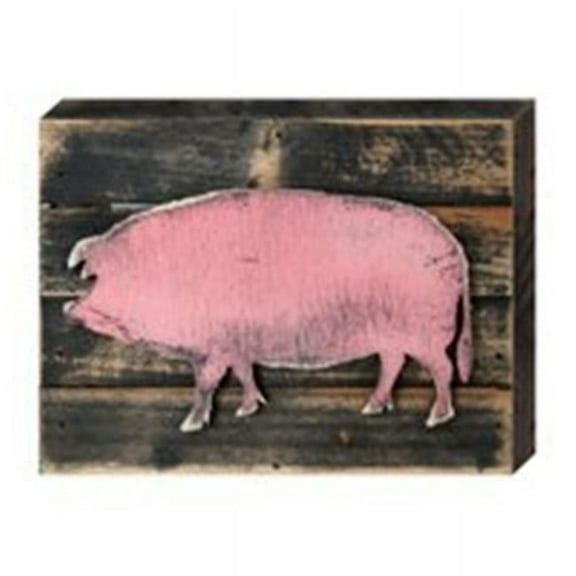 Vintage Country Style Pink Pig Art on Board Wall Decor