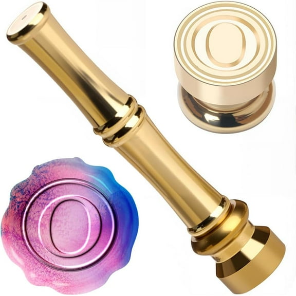 Letter O Wax Seal Stamp Initial Alphabet Sealing Wax Stamps 15mm Gold Metal Brass Retro Vintage Mini Seals with Bamboo Stick Shaped Handle for Invitation Envelope Thanksgiving Wrap Cards