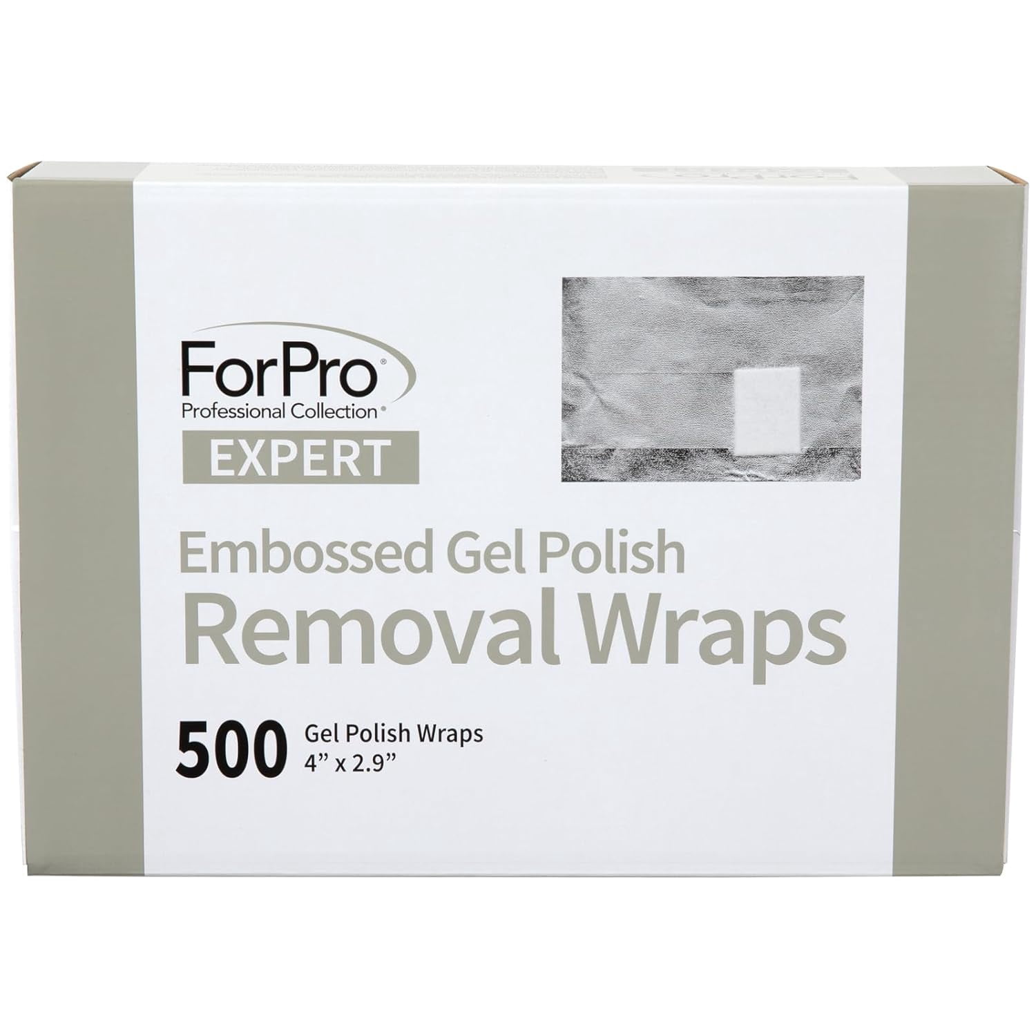 ForPro Expert Embossed Gel Polish Removal Wraps, Pre-Cut with Cotton Pad, Remove Gel Polish, Acrylics, & Nail Art, 4â L x 2.9â W, 500-Count