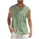 thumbnail image 2 of Camiseta sin mangas con cuello en V para hombre, color liso, moderna, holgada, informal, con cordón y bolsillo, sin mangas, de poliéster, 2 of 6