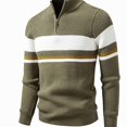 thumbnail image 2 of Babcutegg Big and Tall Mens Quarter Zip Sweater Stand Collar Color Block Knit Pullover Casual Fall Winter Top Size 3XL, 2 of 5
