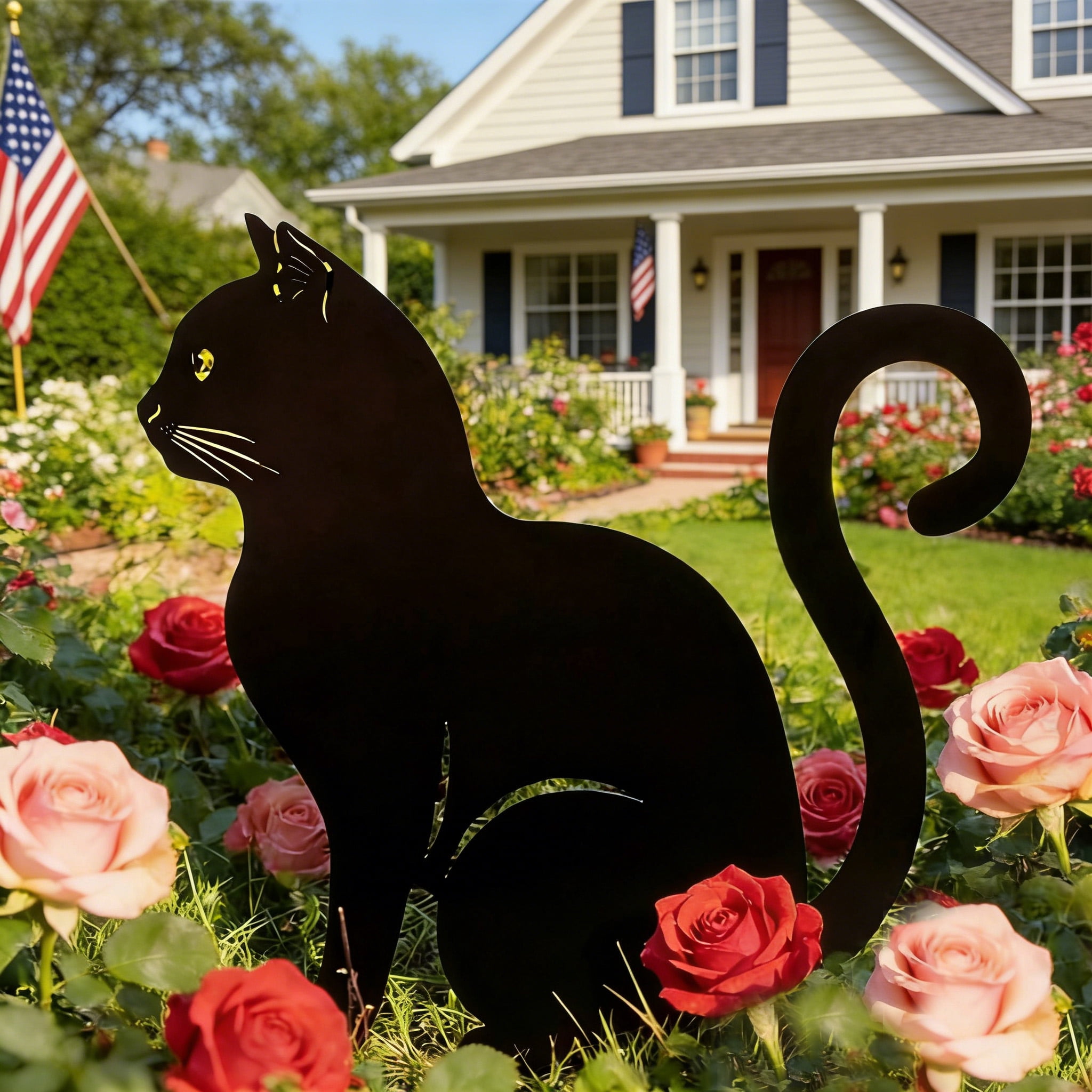 1 Pcs Cat Metal Garden Stake Decoration - Cute Cat Garden Decor, Silhouette Animal Outdoor Statue for Yard Art, Outside, Patio, Outdoor Decor, Garden Decorations, Lawn Ornaments