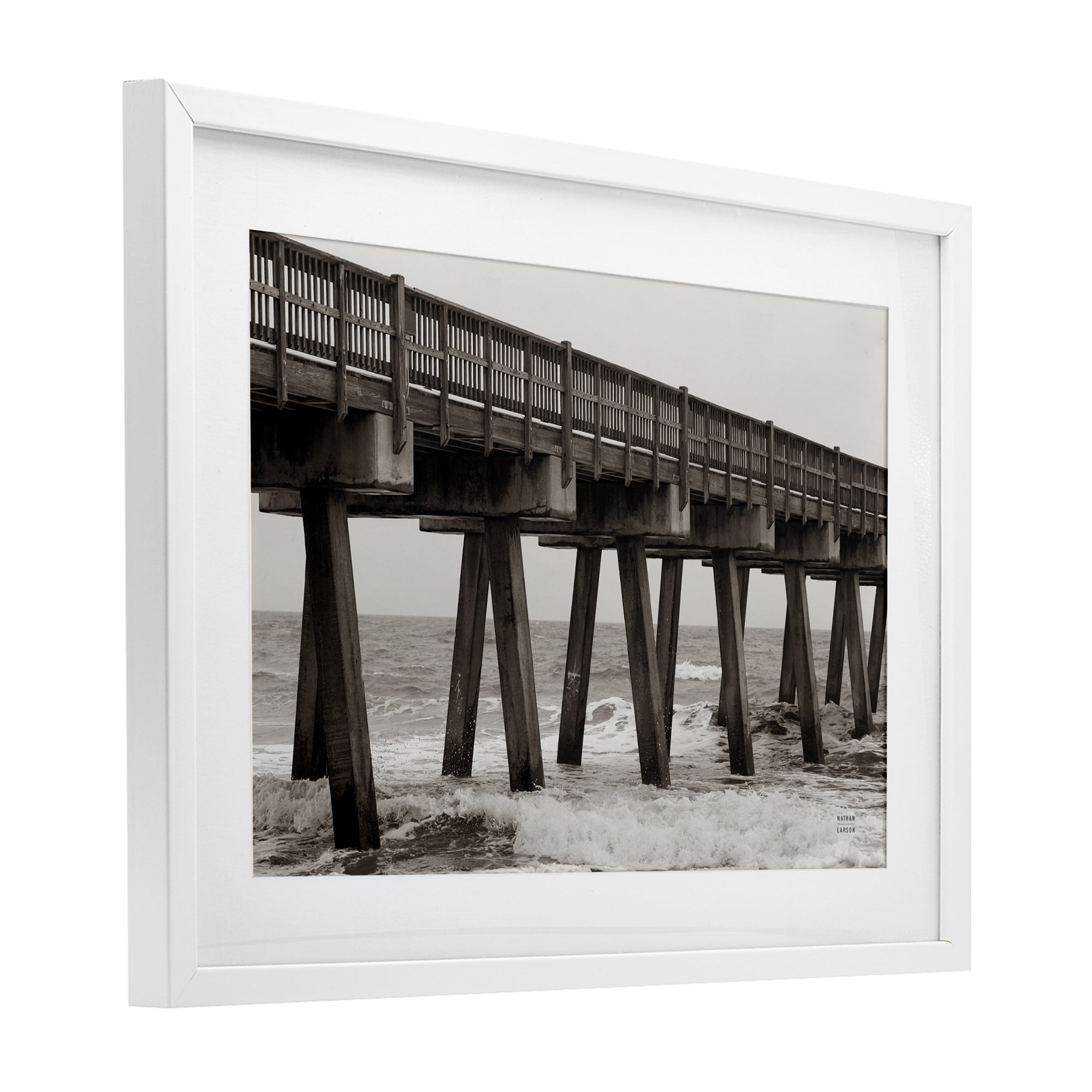 Stupell Industries Pier Angles Structure White Framed Print Under Glass, design by Nathan Larson