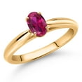 thumbnail image 2 of Gem Stone King 0.50 Ct Oval Red Created Ruby 10K Yellow Gold Solitaire Engagement Ring, 2 of 4