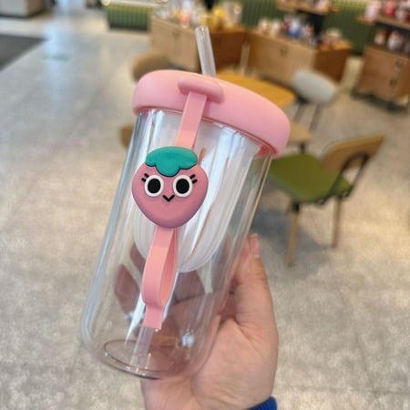 

Nallwabiu Summer Water Bottle Cute Water Cup Kids Water Bottle Portable Plastic Bottle Unique Water Bottle With Straw for Outdoors School Gym Travel