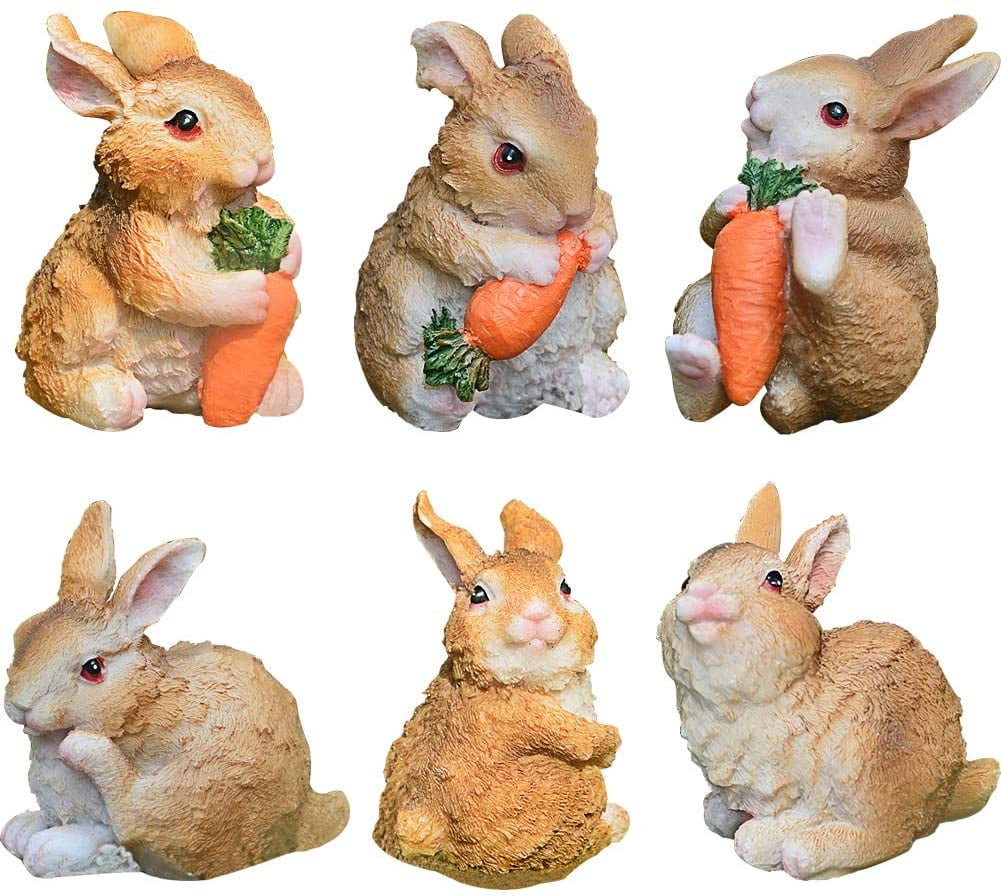 Made from resin Garden Rabbit Ornaments 2pk 