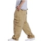 thumbnail image 4 of Pantalones largos de moda para hombre, casuales, de color sólido, con bolsillos y cremallera, cintura elástica, de algodón., 4 of 4