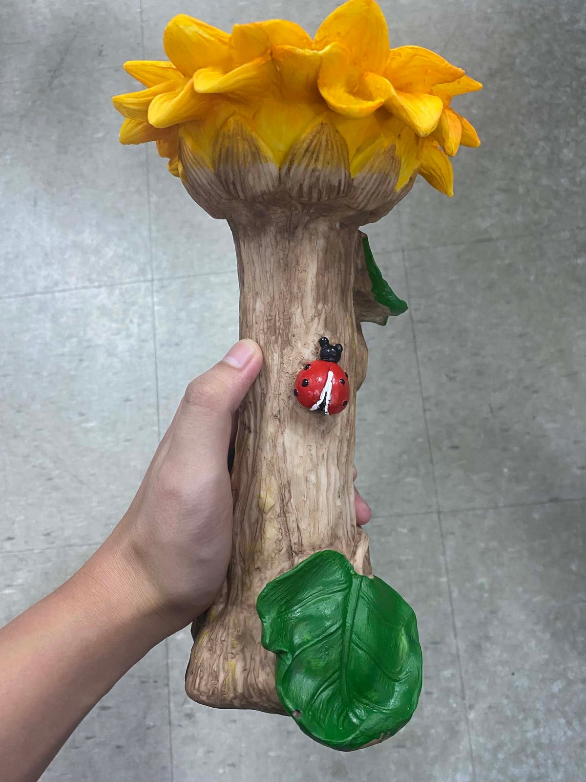 Kingfansion Lightweight Resin Bird Bath Basin with Decor, Sunflower Nature & Floral