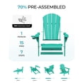 thumbnail image 6 of Folding Adirondack Chair, All-Weather HDPE Fire Pit Patio Chair, Aqua, 6 of 7