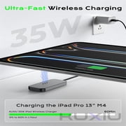 KUXIU M30 Magnetic Wireless Charger for iPad Pro 13´´ 11´´ M4 12.9´´ 11´´ Air 13´´ 11´´ M2 M3 ，35W /18W Fast Charging with 5.56ft USB C to C Charger Cable Smart ipad Charger