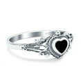 thumbnail image 2 of Solitaire Heart Promise Ring Oxidized Black Onyx 925 Sterling Silver Size 9, 2 of 6