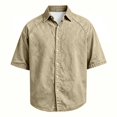 thumbnail image 5 of Kalauyu 3/4 Short Sleeve Button Down Shirts for Men Turn Down Collared Sleeve Casual Loose Tops Soft Lightweight Vacation Fashion Shirts, 5 of 5