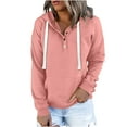 thumbnail image 2 of Frostluinai Women's Button Up Hoodies Drawstring Long Sleeve Casual Pullover Basic Solid Color Sweatshirts Oversized Hoodies with Pocket, 2 of 7