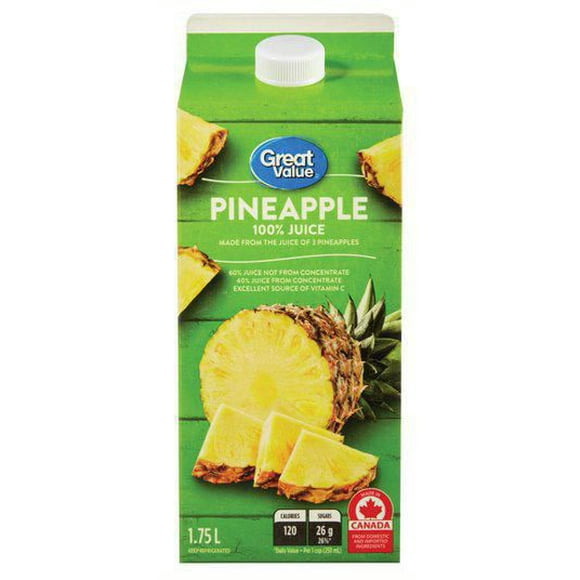 Great Value Pineapple Juice with Vitamin C, 1.75 L