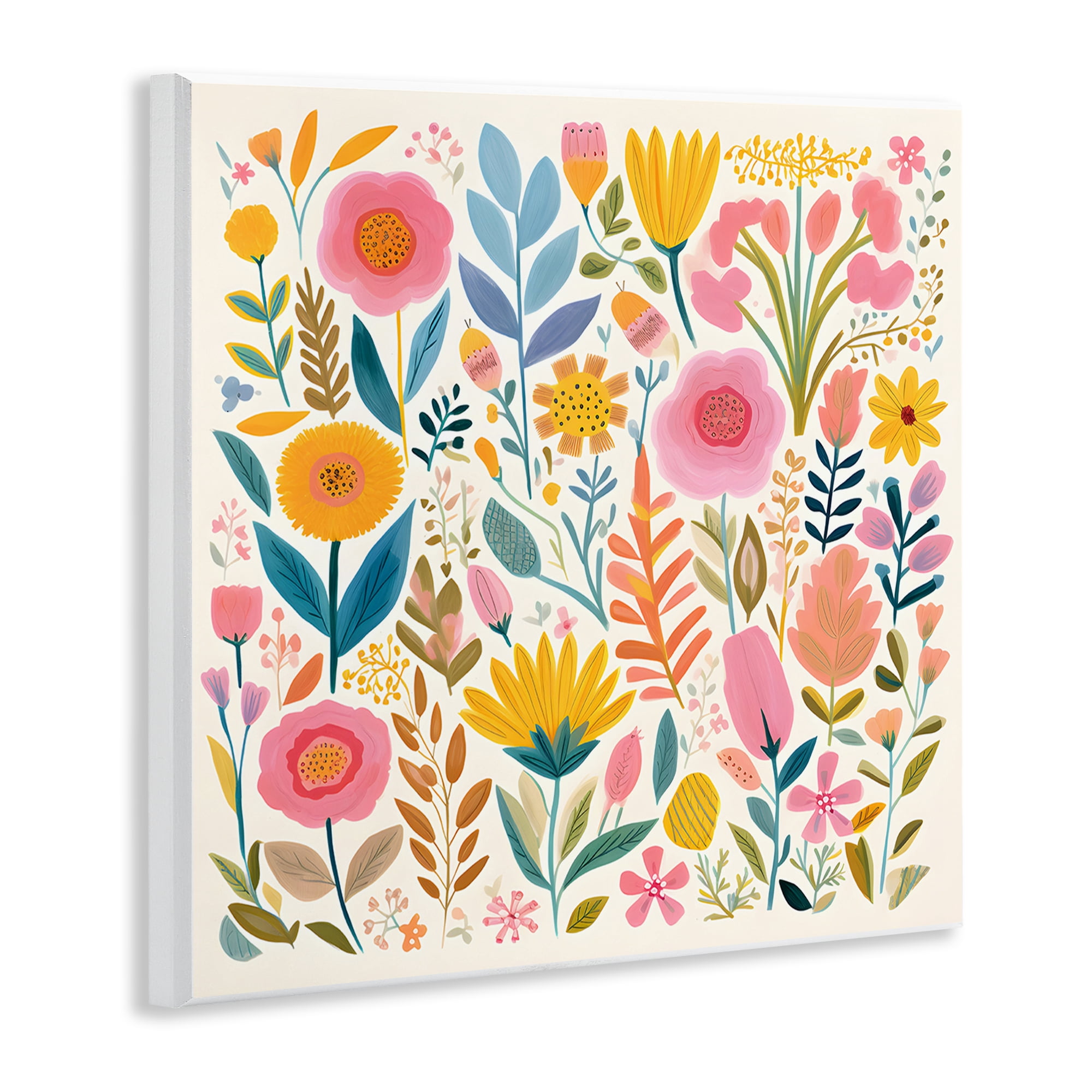 Stupell Industries Cottage Florals Pattern Plants & Flowers Painting Unframed Art Print Wall Art, 12 x 12